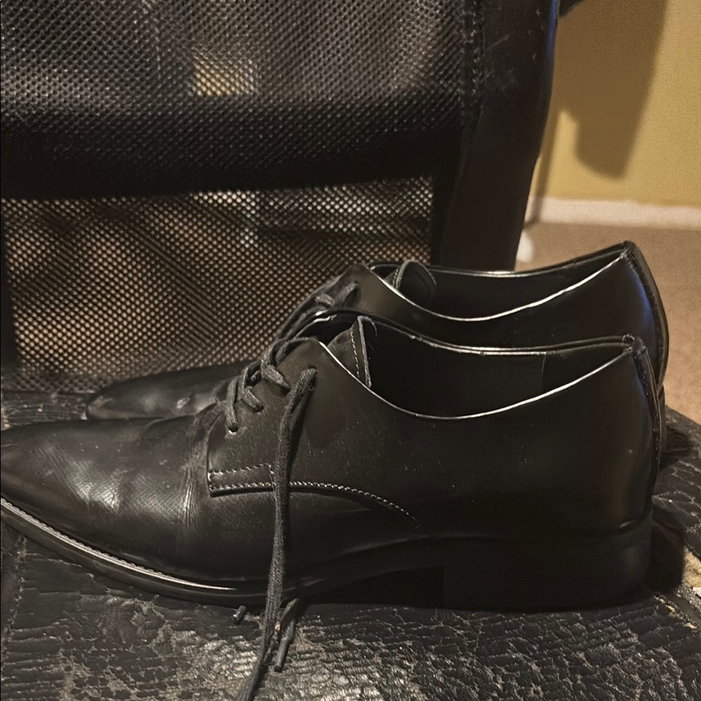 Classic Black Leather Dress Shoes Calvin Klein